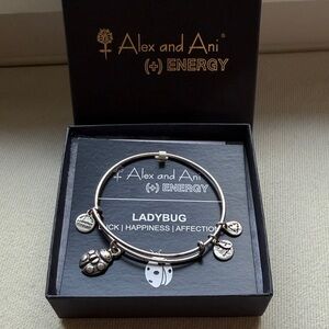 Alex and Ani Silver Ladybug Charm Bangle Bracelet